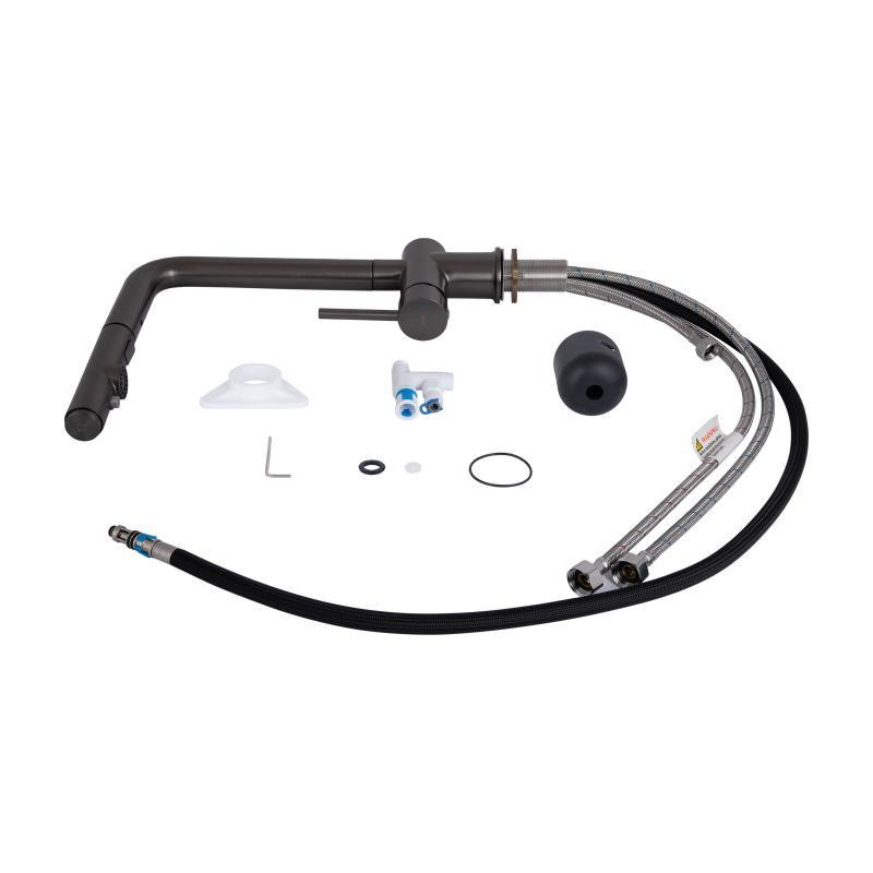 Смеситель для кухни Qtap Rozcesti с выдвижным изливом и подключением к фильтру QTROZ367GMB45942 графит Киев - изображение 8