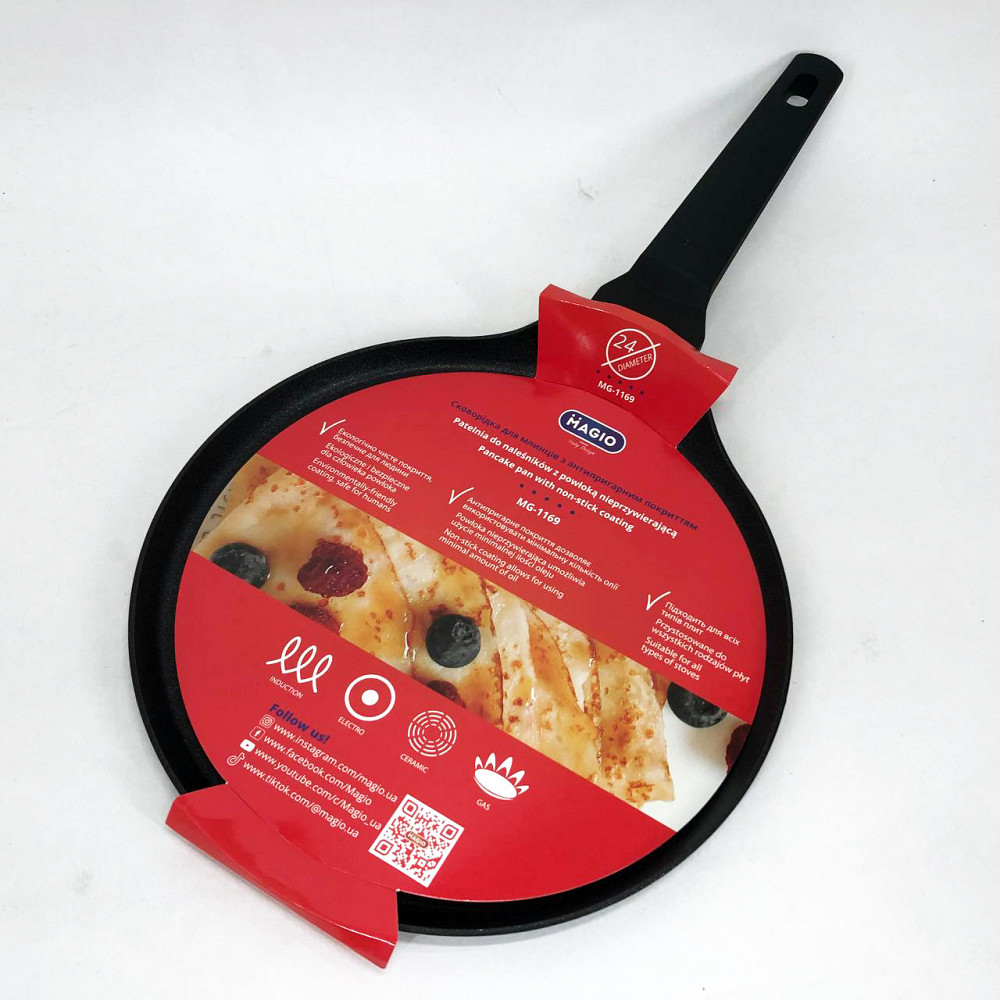 Сковородка для блинов антипригарная MAGIO MG-1169 24 см, Кухонная блинная сковородка YK-63 Львов - изображение 3