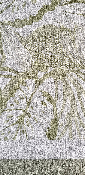 Шпалери вінілові на флізеліні метрові Rasch Novella 1,06х10 квіти листя гілки акварель матові зелені салатові на білому Київ - фото 4