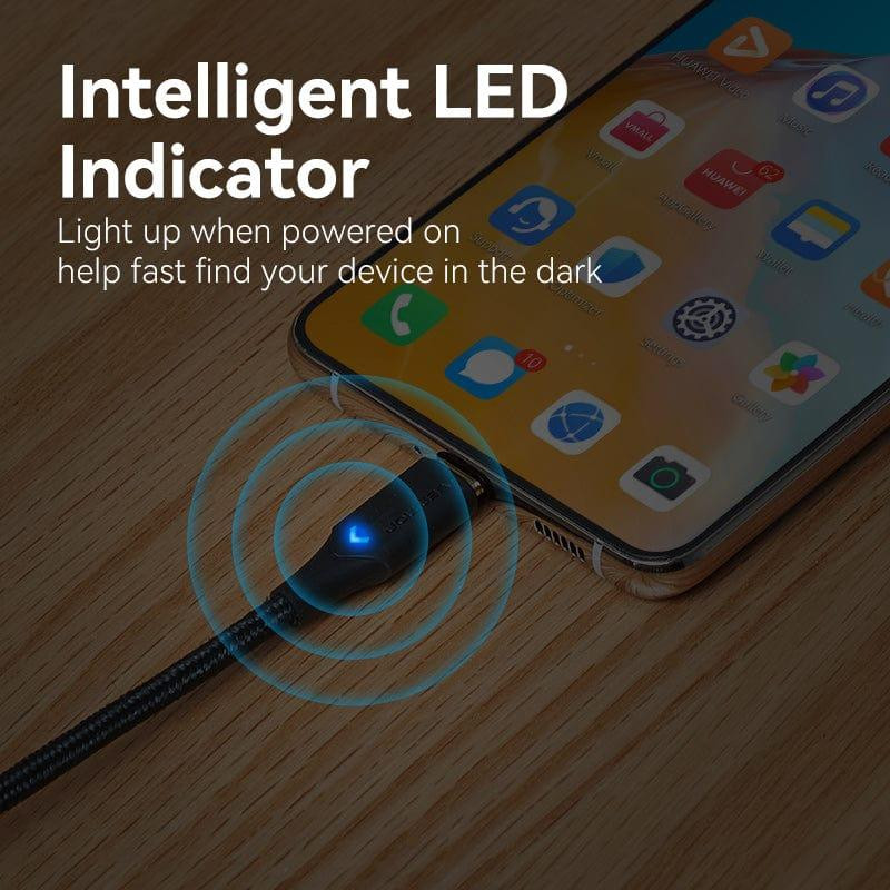 Кабель USB C до C 2М з LED підсвіткою чорний Київ - фото 7