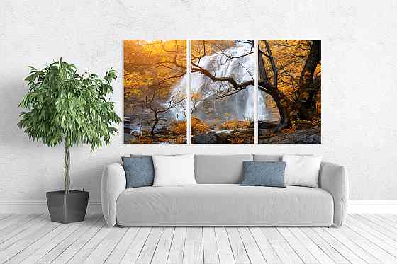 Модульная картина в гостиную / спальню    Водопад    ART-056_3A Киев