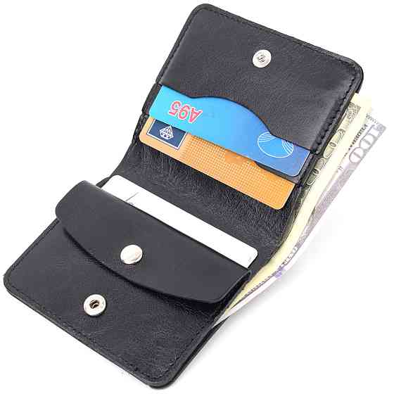 Небольшое кожаное портмоне для мужчин Shvigel 16606 Черный Киев