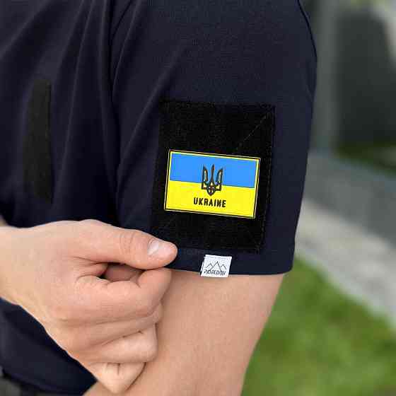 Футболка чоловіча однотонна темно-синя Pobedov Peremoga Військова Київ