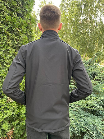 Водонепроникна чоловіча куртка з матеріалу Soft Shell (Чорна) M Вінниця - фото 6