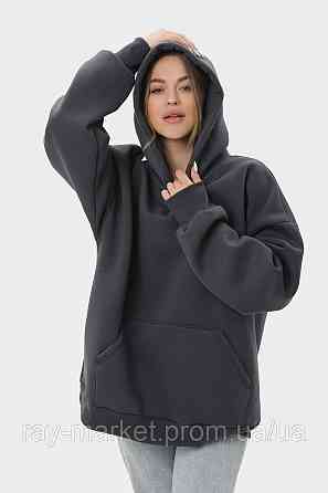 Худи оверсайз женское утепленное RAY OVERSIZE темно-серое (U0404W-Dark Grey) Киев