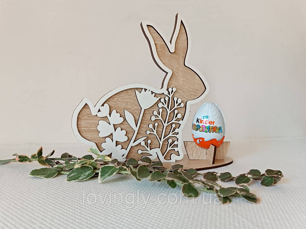 Пасхальное украшение в виде цветочного зайца 20см. Пасхальный декор Ирпень - изображение 3