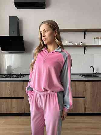 Женский стильный повседневный костюм двойка из велюра Одесса