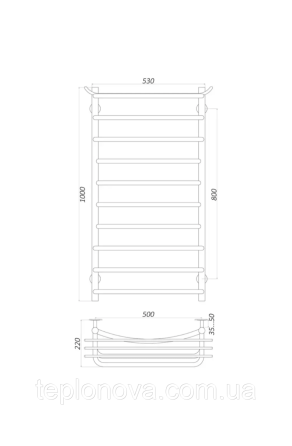 Полотенцесушитель Нержавейка UNIO 1000x530-10 Зета с полкой Черновцы