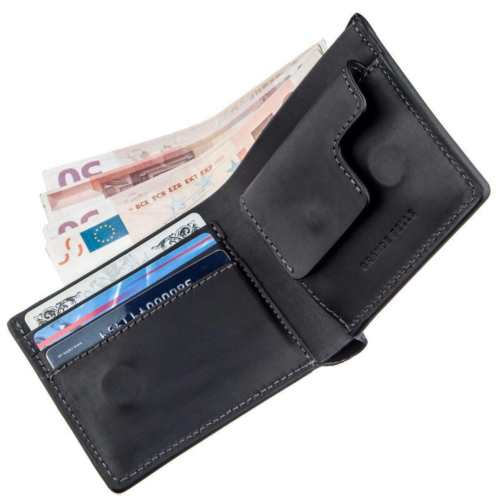 Функціональне портмоне унісекс на магніті GRANDE PELLE 11206 Чорне Київ - фото 5