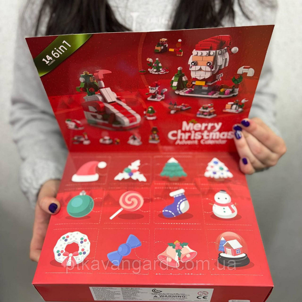 Новогодний адвент календарь конструктор рождественский Санта и сани 580 деталей, 6в1, 12 окошек 8972-7 Хмельницкий - изображение 2