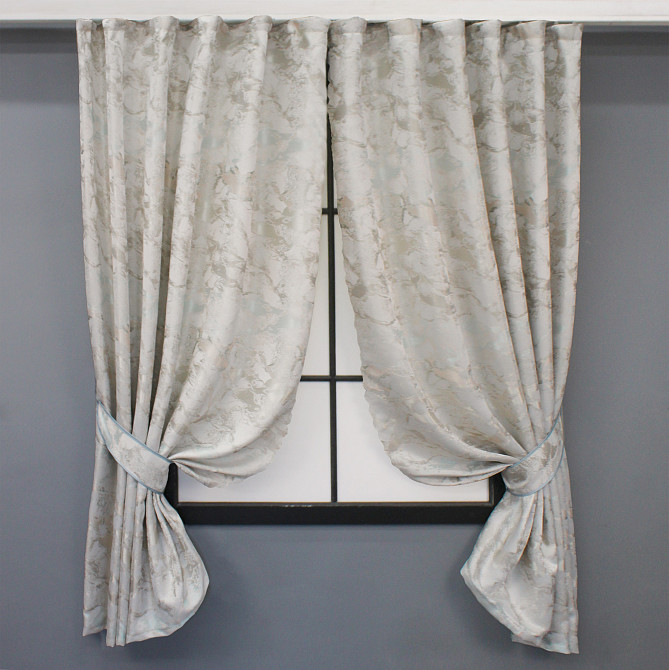 Комплект коротких штор VR-Textil Жаккард Мрамор Al3 № 1599ш Молочный с бежевым 130х170 см 2 шт (35-0280) Киев - изображение 1