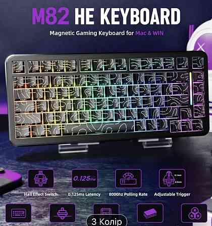 Магнитная клавиатура | клавиатура на белых свечах | MAMBASNAKE M82HE. Харків