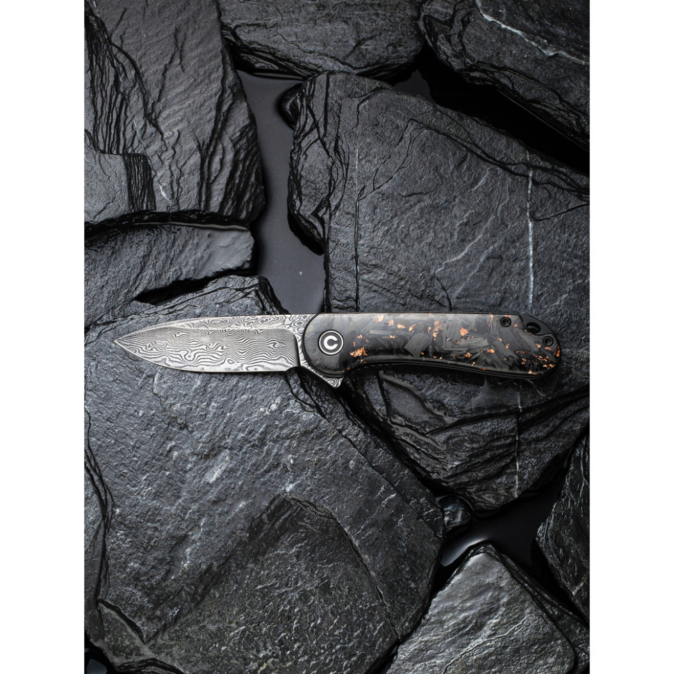 Ніж складаний кишеньковий Civivi Elementum, (7.5 см) Damascus / Carbon Fiber чорний Киев - изображение 15