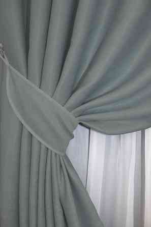 Комплект готових штор VR-Textil Льон Парма № 1340ш Сірий 150х270 см 2 шт (33-0184) Київ