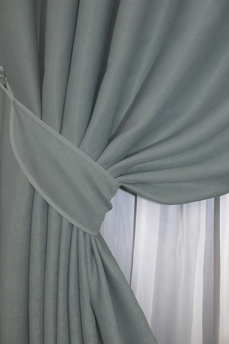 Комплект готових штор VR-Textil Льон Парма № 1340ш Сірий 150х270 см 2 шт (33-0184) Київ - фото 4