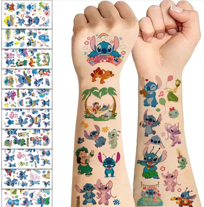 Тимчасові тату Стіч і Ліло — 10 листів | Дитячі стікери-татуювання Київ - фото 1