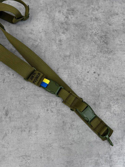 Трехточечный ремень 3-х точечный олива с карабином Ми їх плотная стропа Одесса - изображение 4