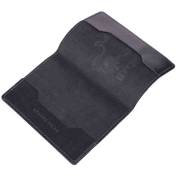 Красивая кожаная обложка на паспорт Карта GRANDE PELLE 16773 Черная Киев