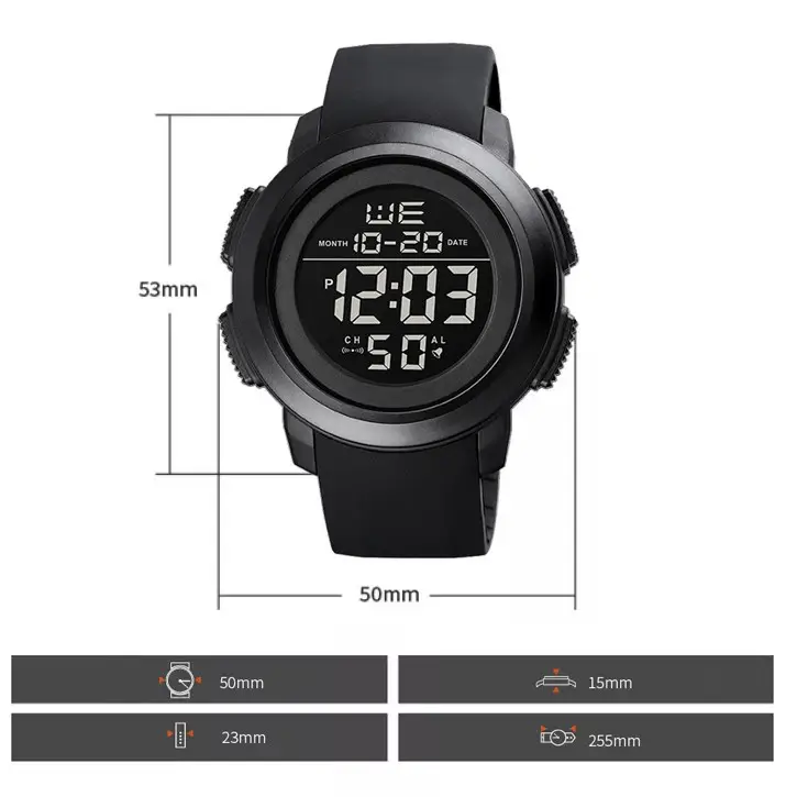 Спортивные мужские часы Skmei 1719 (Черные с черным) Винница - изображение 8