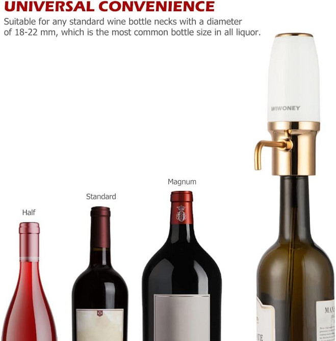 Електричний винний аератор WIWONEY, розумний автоматичний декантер для вина, акумуляторний дозатор від USB Київ - фото 5