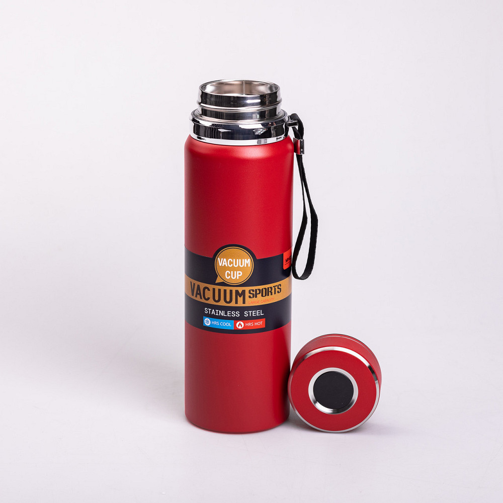 Термос спортивний з датчиком температури 1 л червоний Київ - фото 3