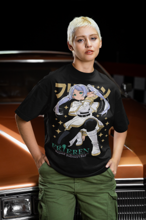 Футболка для хлопчика з аніме принтом Ферн Старк Аніме Гіфтс оверсайз (зріст від 165 до 180) Чорний AnimeJ0614m Дніпро