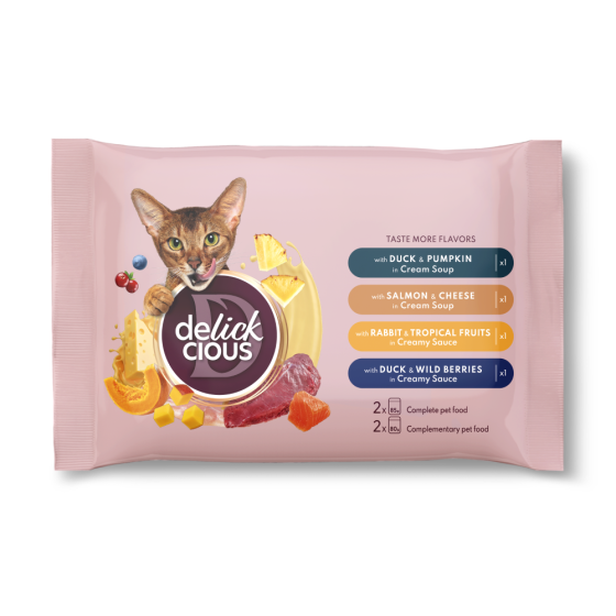 Набор №2 влажного корма для взрослых кошек Деликшес Delickcious (4 шт - 4 разных вкуса), 330 г Винница