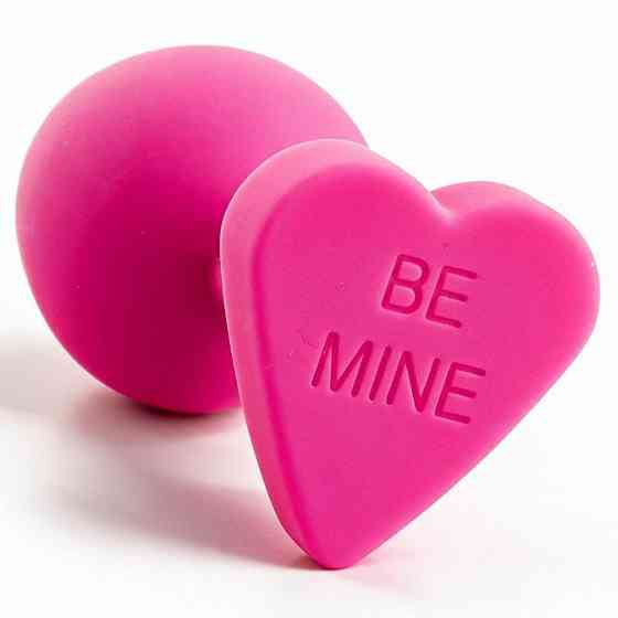 Анальна пробка силіконова ALUME BE MINE яскраво-рожева з основою у формі серця, M Sex Aura Київ