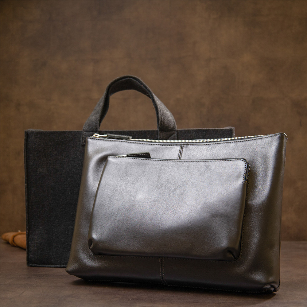 Кожаная мужская сумка для ноутбука Черный (GRANDE PELLE) Киев - изображение 4