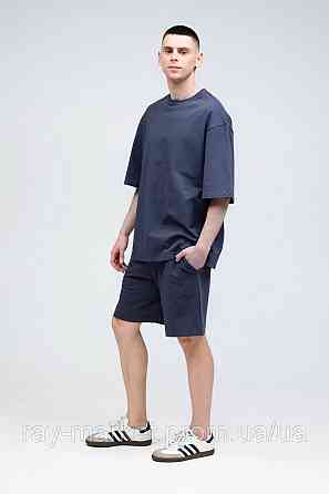 Костюм футболка оверсайз та шорти RAY BASIC темно-сірий чоловічий (U1801M-Dark Grey) Київ