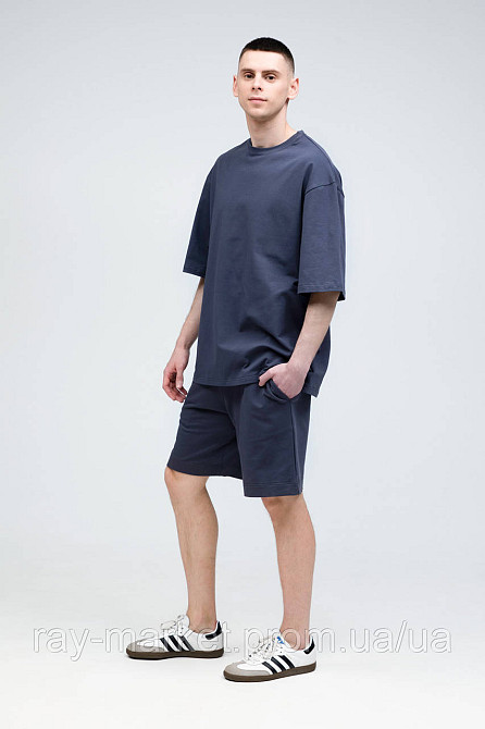 Костюм футболка оверсайз та шорти RAY BASIC темно-сірий чоловічий (U1801M-Dark Grey) Київ - фото 2