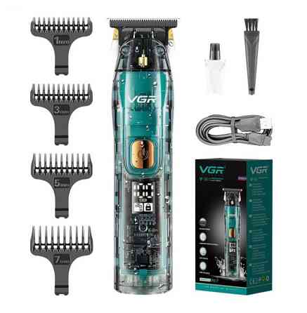 Машинка триммер для стрижки волосся та бороди VGR V-961 LCD-дисплей IPX7 (4 насадки) Вінниця