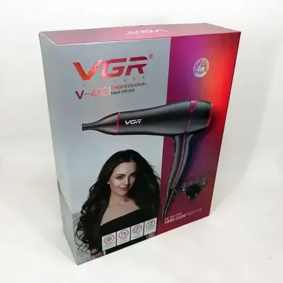 Фен для волосся VGR V-402 від мережі 220В, насадка дифузор та концентратор, 2 швидкості, холодне обд Київ