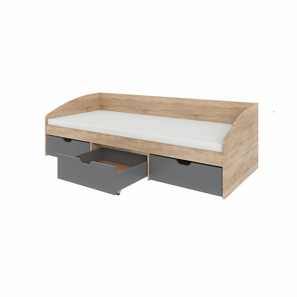 Ліжко односпальне з ящиками Еверест Комфорт 3 193х84х59 см Дуб сонома/Графіт (DTM-073835) Львів - фото 8