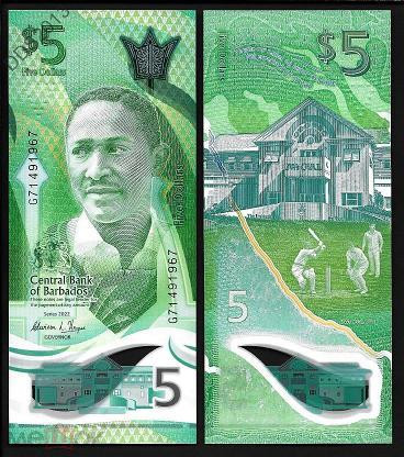 Барбадос 5 долларов 2022г UNC Р-81 полимер Полтава - изображение 1