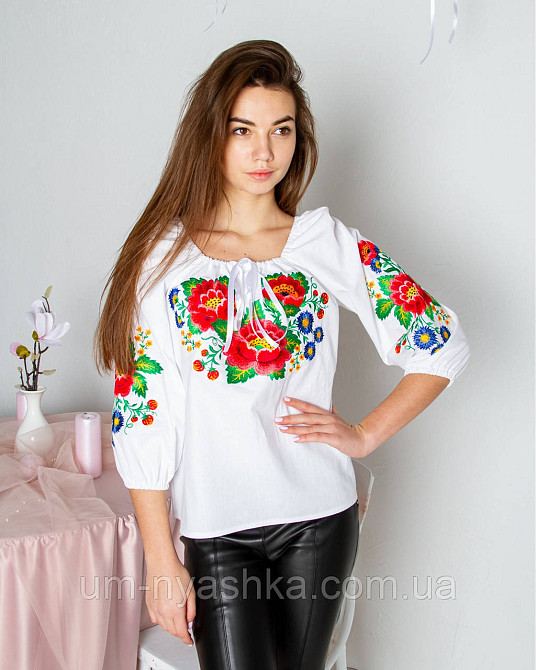 Жіноча натуральна вишиванка "Галіція" для жінок і дівчаток-підлітків біла Кривий Ріг - фото 3
