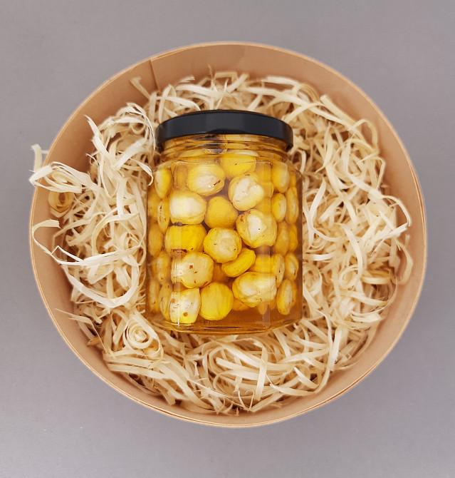 Подарунковий набір № 20 фундук з медом в індивідуальній шпоновій коробочці Одеса - фото 1