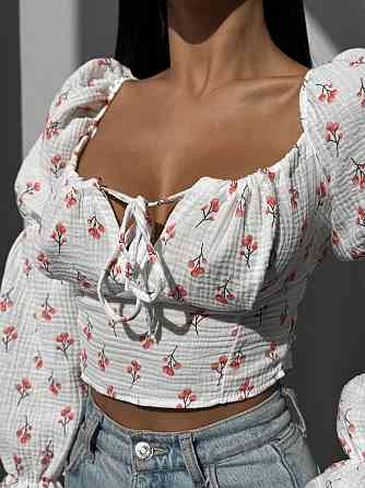 Жіночий літній романтичний топ муслін 100% бавовна Молочний 5 Одеса