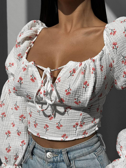 Жіночий літній романтичний топ муслін 100% бавовна Молочний 5 Одеса - фото 2