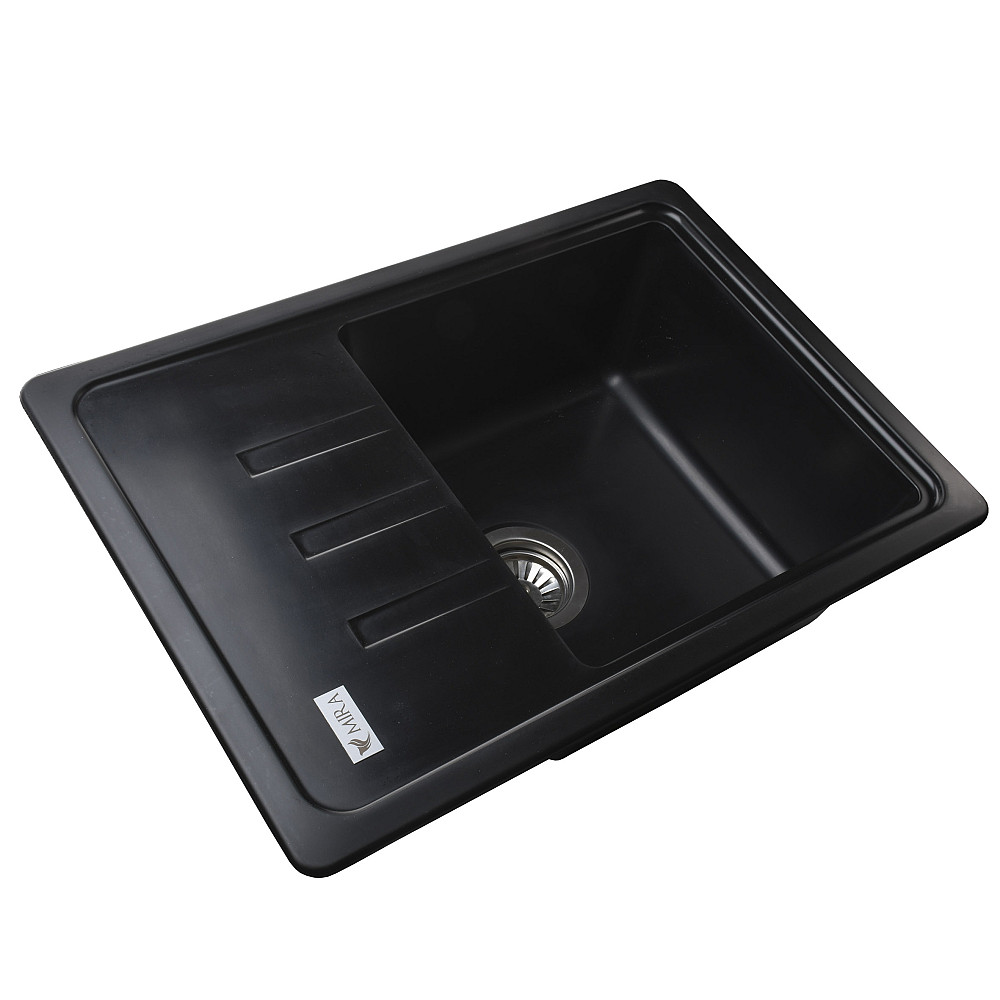 Гранітна мийка Mira MONTI чорний 620 х 435 мм Тернопіль - фото 3