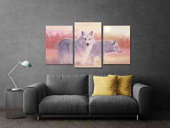 Модульная картина в гостиную / спальню  Вовки  Art-681_3 70x130 см Киев