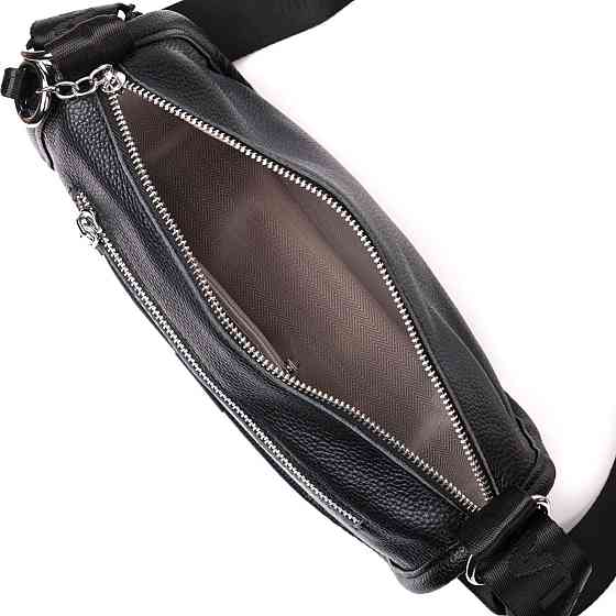 Женская сумка с округленными краями из натуральной кожи Vintage 22253 Черная Киев