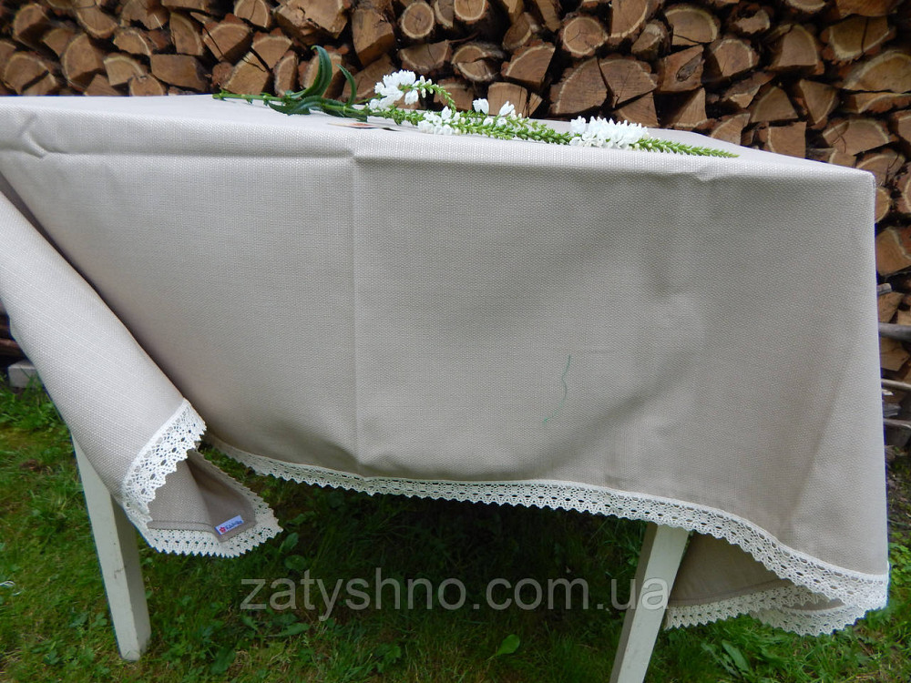 Серая скатерть с ажуром на большой стол Киев - изображение 4
