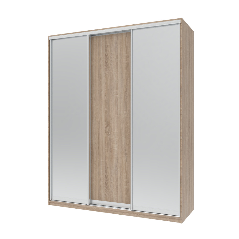 Шкаф-купе трехдверный Doros Сити Лайт 180х60х225 см Дуб сонома/2 Зеркала (DRS-011084) Днепр - изображение 2