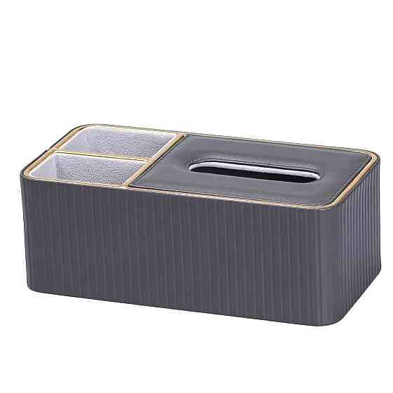 TS Kitchen Серветниця на стіл з еко-шкіри з двома відділеннями 27 х 13.5 х 10 см Сірий HPDY9291 Коломыя