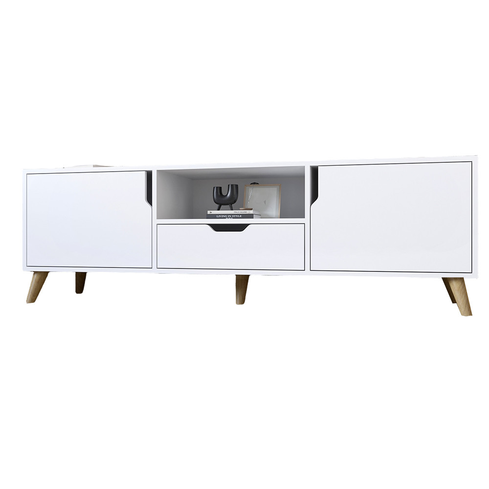 Тумба під телевізор з ніжками в кольорі Горіх світлий М-ЗОН Борн 1600 Німфея Альба (білий) (MZN-031087) Львів - фото 2