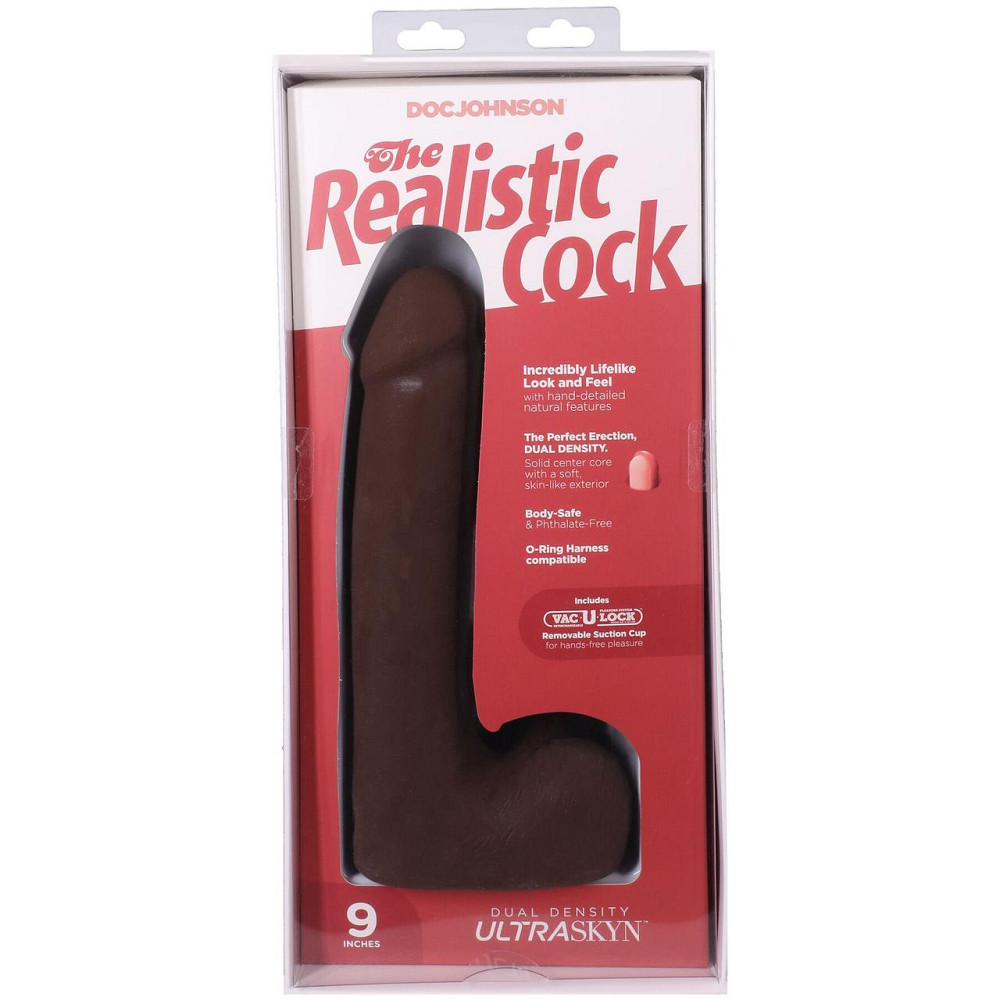 Фалоімітатор Doc Johnson The Realistic Cock ULTRASKYN - 9 Inch with Balls Chocolate Sex Aura Київ - фото 10