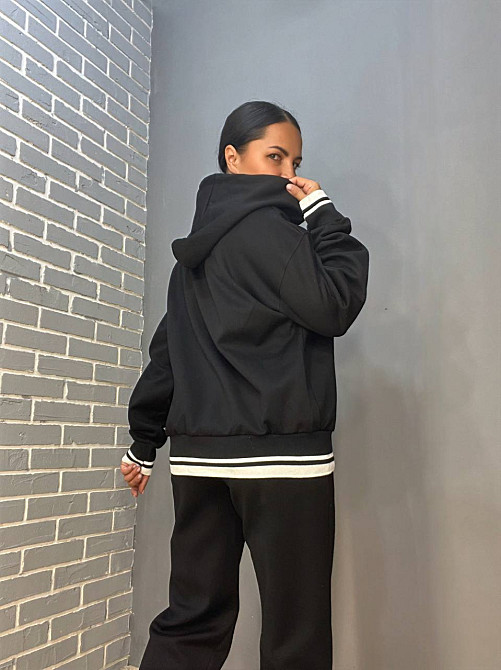 Костюм жіночий A-N 2743 брюки джоггери та худі з кишенями на блискавці з капюшоном резинка з білою с Одеса - фото 5