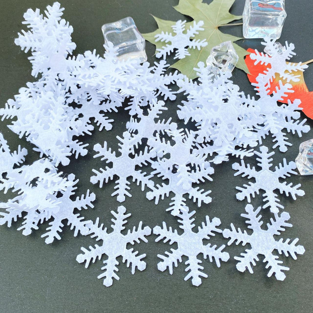 Новорічні сніжинки з тканини 95 штук 4 см білий Київ - фото 8