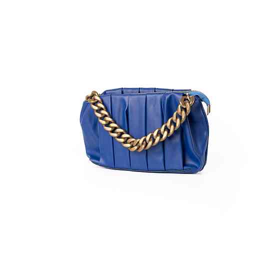 Сумка женская стильная летняя через плечо с ручкой цепочкой и съемным регулируемым ремешком, Синий Каменец-Подольский